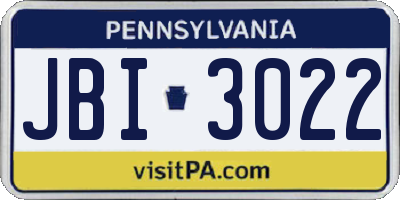 PA license plate JBI3022