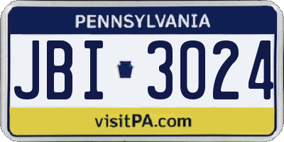 PA license plate JBI3024