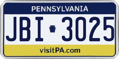 PA license plate JBI3025