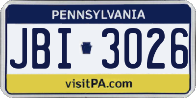PA license plate JBI3026