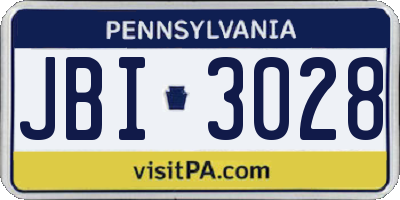 PA license plate JBI3028