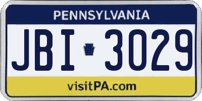 PA license plate JBI3029