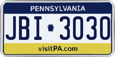 PA license plate JBI3030