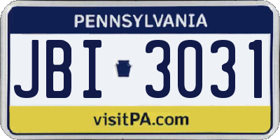 PA license plate JBI3031