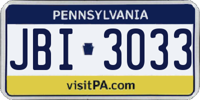 PA license plate JBI3033