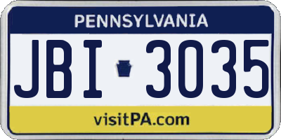 PA license plate JBI3035
