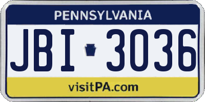 PA license plate JBI3036