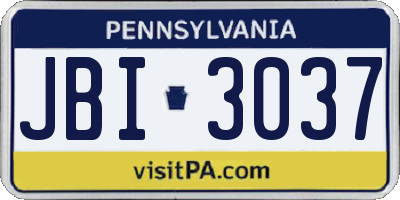 PA license plate JBI3037