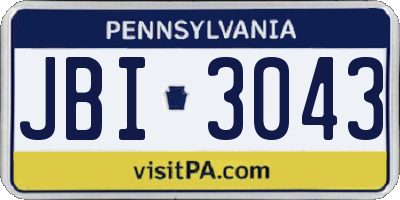 PA license plate JBI3043