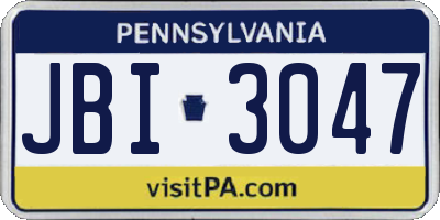 PA license plate JBI3047