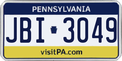 PA license plate JBI3049