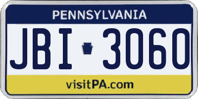 PA license plate JBI3060