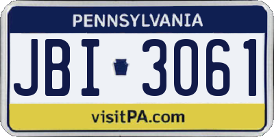 PA license plate JBI3061