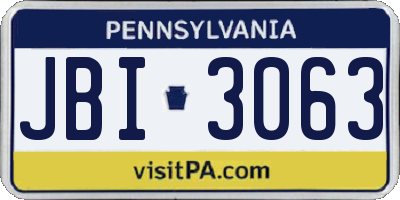 PA license plate JBI3063