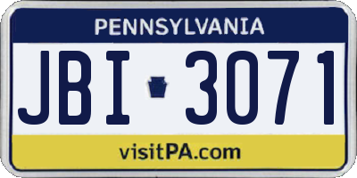 PA license plate JBI3071