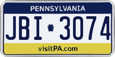 PA license plate JBI3074