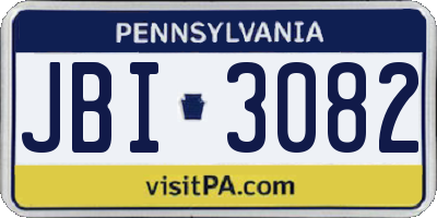 PA license plate JBI3082