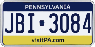 PA license plate JBI3084