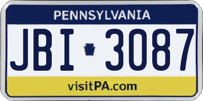 PA license plate JBI3087