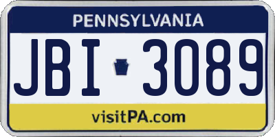 PA license plate JBI3089