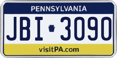 PA license plate JBI3090