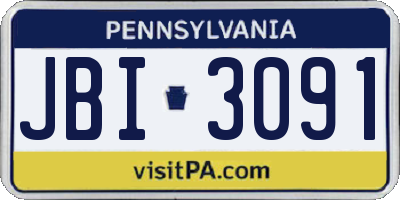 PA license plate JBI3091