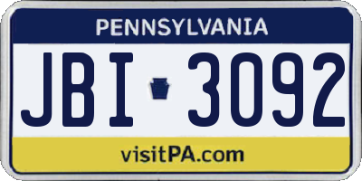 PA license plate JBI3092