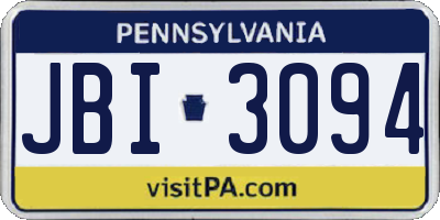 PA license plate JBI3094