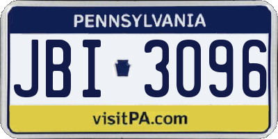 PA license plate JBI3096