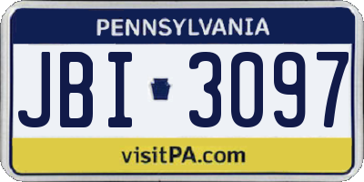 PA license plate JBI3097