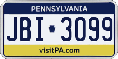 PA license plate JBI3099