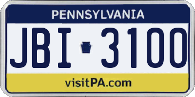 PA license plate JBI3100