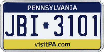 PA license plate JBI3101