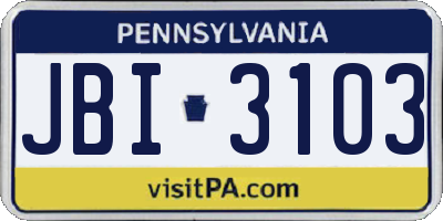 PA license plate JBI3103