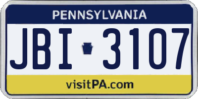 PA license plate JBI3107