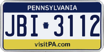 PA license plate JBI3112