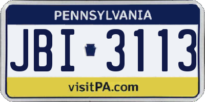 PA license plate JBI3113