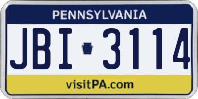 PA license plate JBI3114