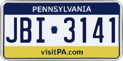 PA license plate JBI3141