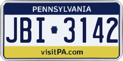 PA license plate JBI3142