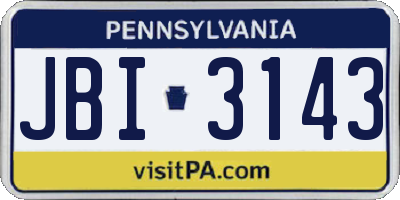 PA license plate JBI3143