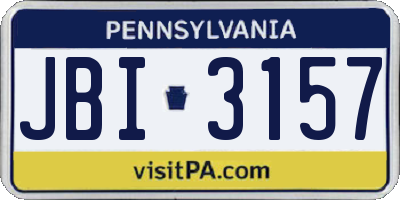 PA license plate JBI3157