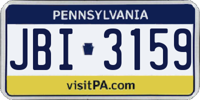 PA license plate JBI3159