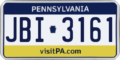 PA license plate JBI3161