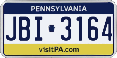 PA license plate JBI3164