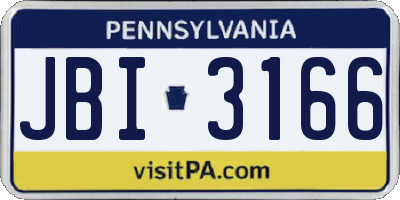 PA license plate JBI3166