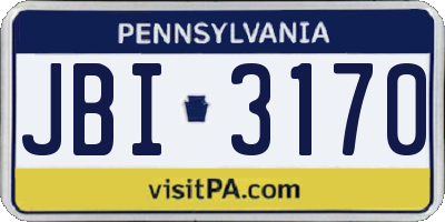 PA license plate JBI3170