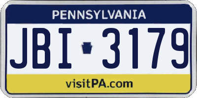 PA license plate JBI3179