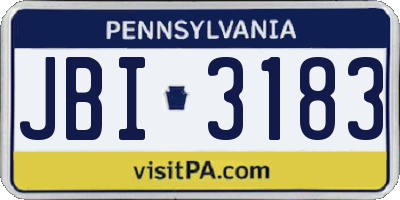 PA license plate JBI3183