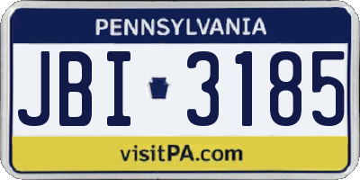 PA license plate JBI3185